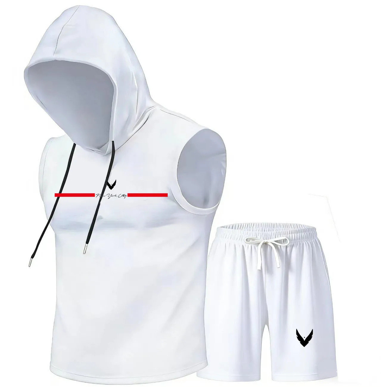 Home Gym Gym - Set rompi berkerudung pria, rompi kaos