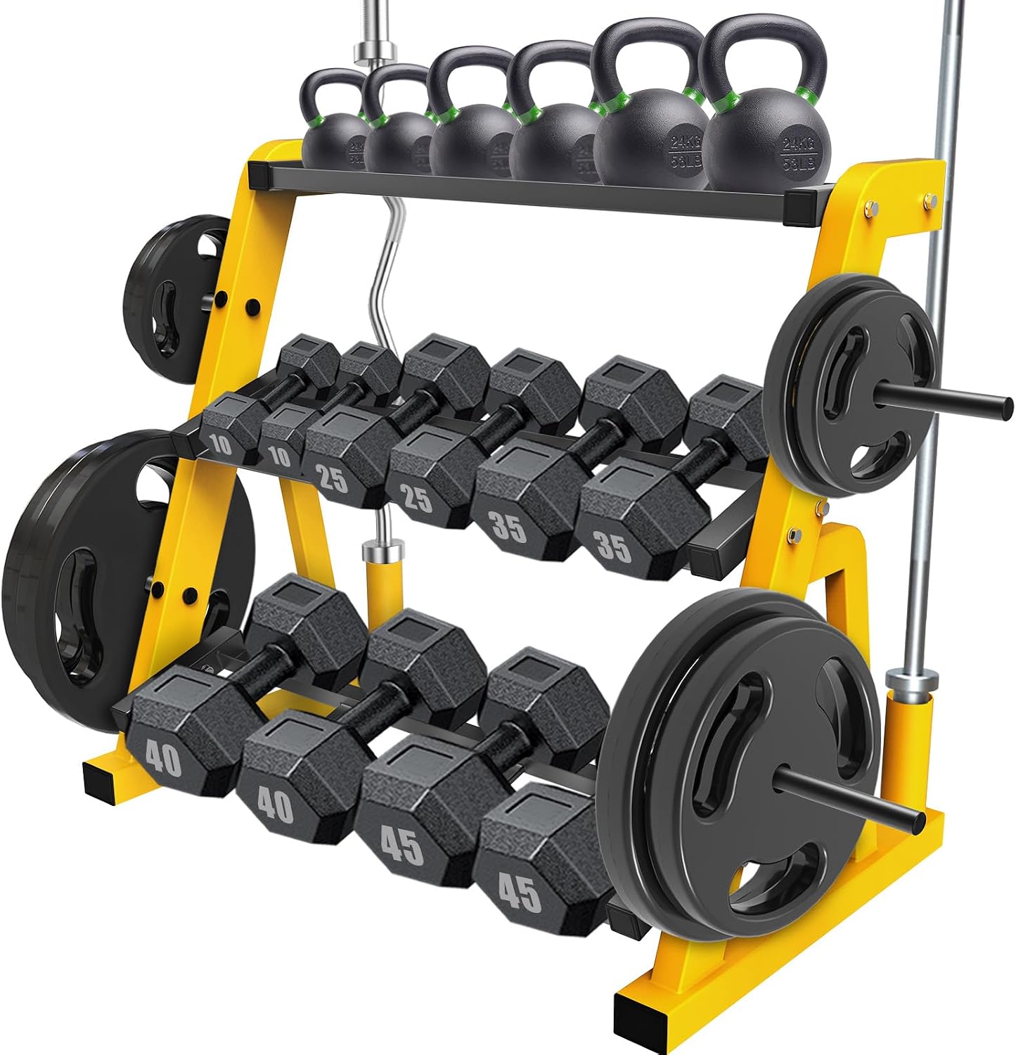 Rak Dumbbell Tiga Tingkat Heav - Home Gym Yellow ulasan dan harga