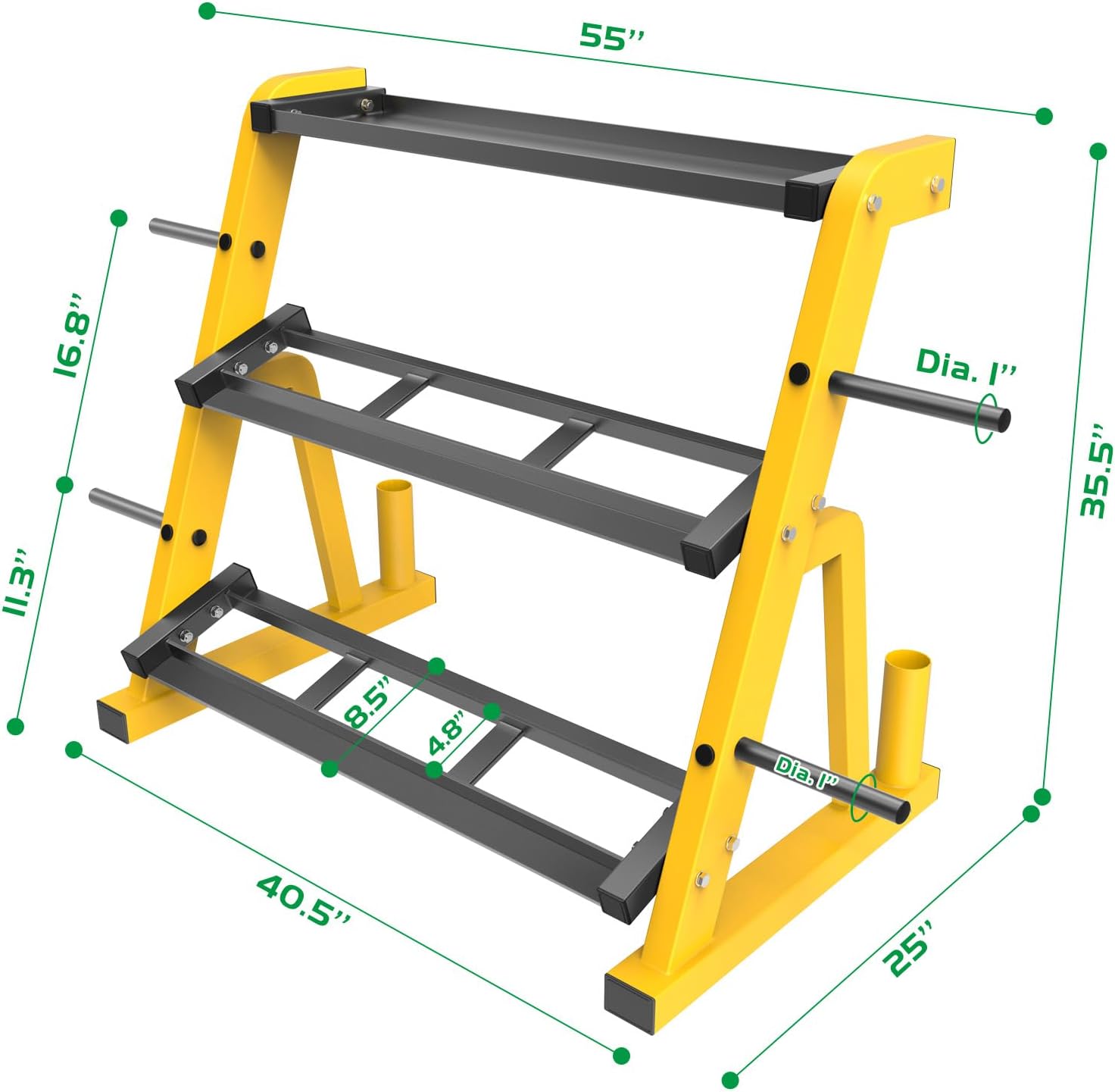 Rak Dumbbell Tiga Tingkat Heav - Home Gym Yellow ulasan dan harga