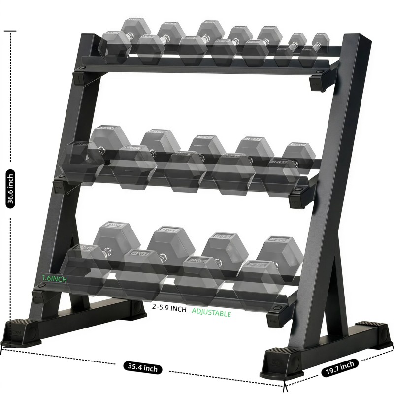 Rak Dumbbell 3 Tingkat yang Da - Home Gym Floor ulasan dan harga